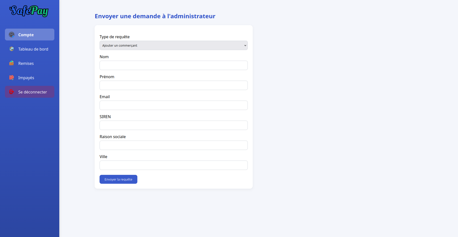 Envoi de requête à l'Admin